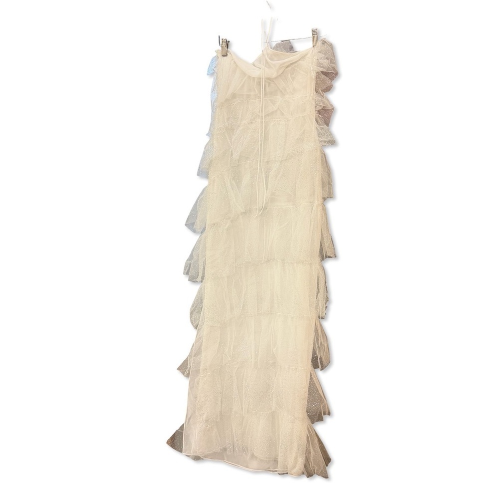 The Bar Henri Gown Blanc White tulle gown glitter Dress halter maxi Revolve 2 - Picture 5 of 10